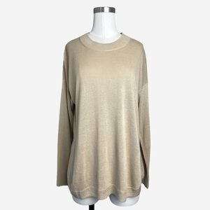 Jcrew Factory NWT Linen-blend curved-hem sweater lightweight neutral beachy S